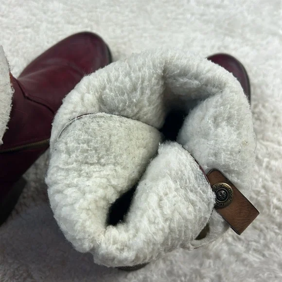 Rieker Amy 95891-35 burgandy sherpa fleece and yarn side zip boots, 40 or 8.5 - Picture 11 of 12